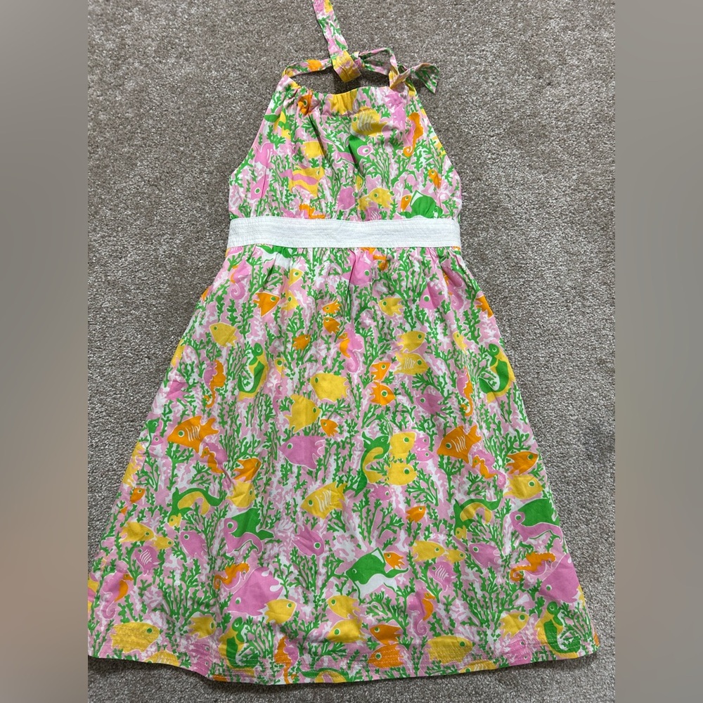 NEW Lilly‎ Pulitzer Sz 8 Maren Halter Dress In Lilly’s PinkBeach Jam Moon Glow